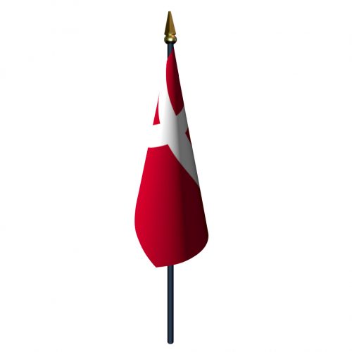 Denmark Flag with Staff and Spear
