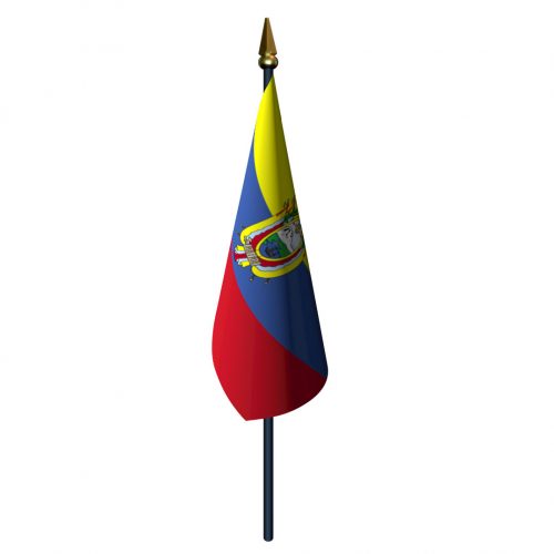 Ecuador with Seal Flag with Staff and Spear