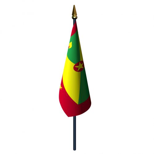Grenada Flag with Staff and Spear