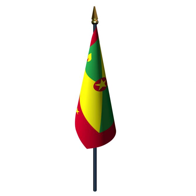 Grenada Flag with Staff and Spear