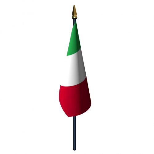 Italy Flag with Staff and Spear