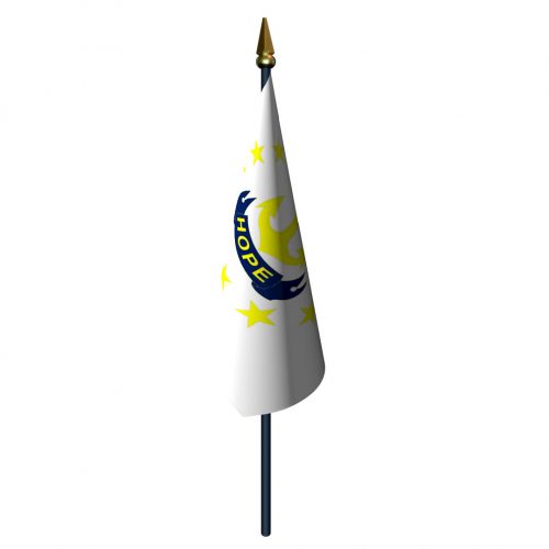 Rhode Island Flag with Staff and Spear
