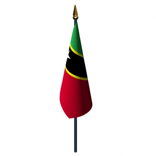 Saint Kitts and Nevis Flag with Staff and Spear