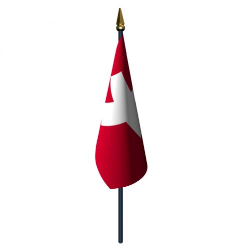 Switzerland Flag with Staff and Spear