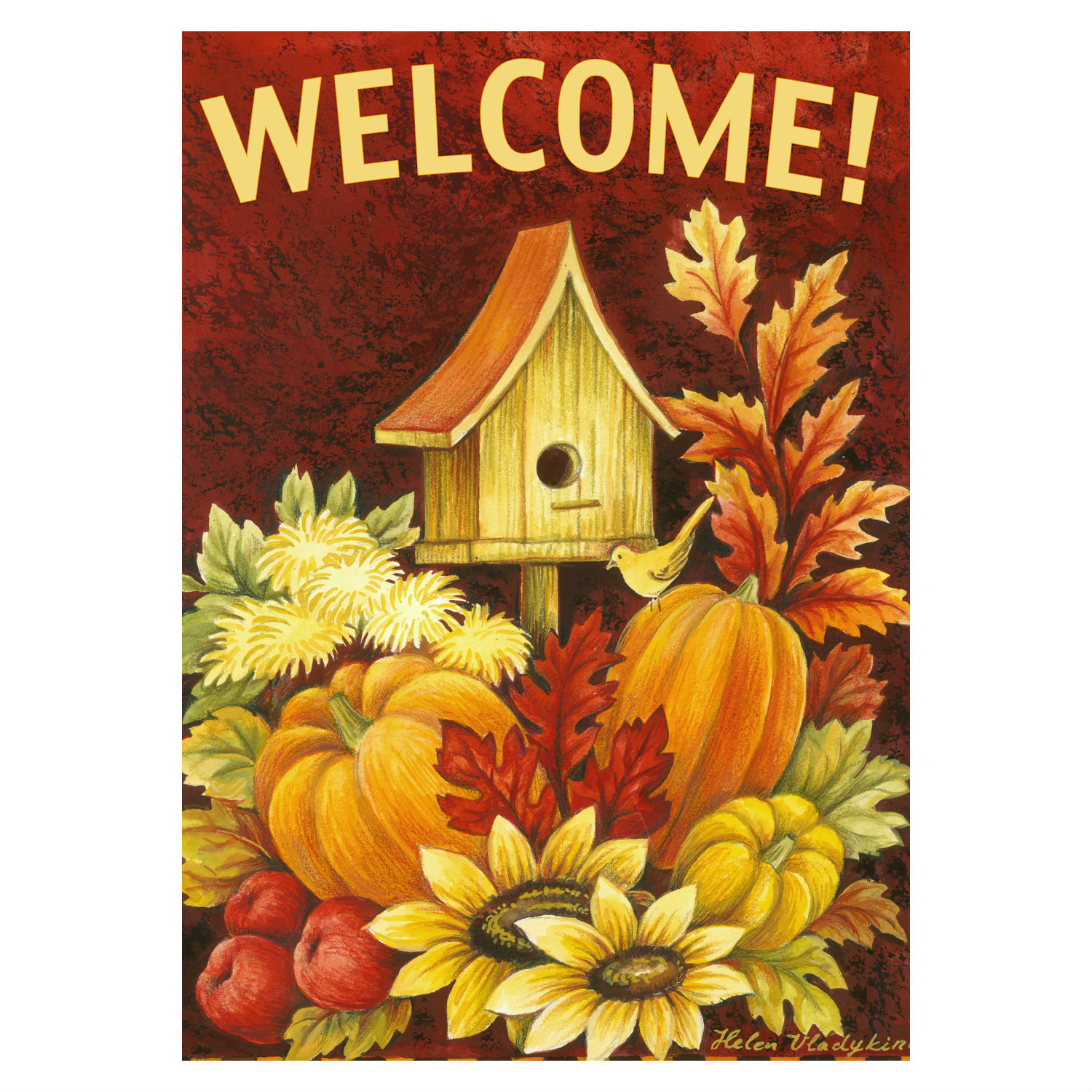 Fall Birdhouse Garden Flag
