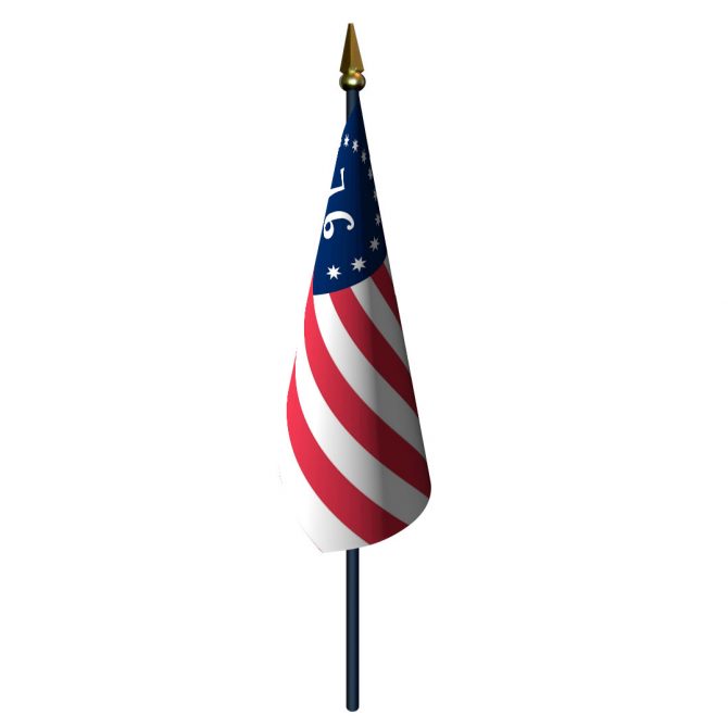 4in x 6in Bennington Flag with Staff and Spear