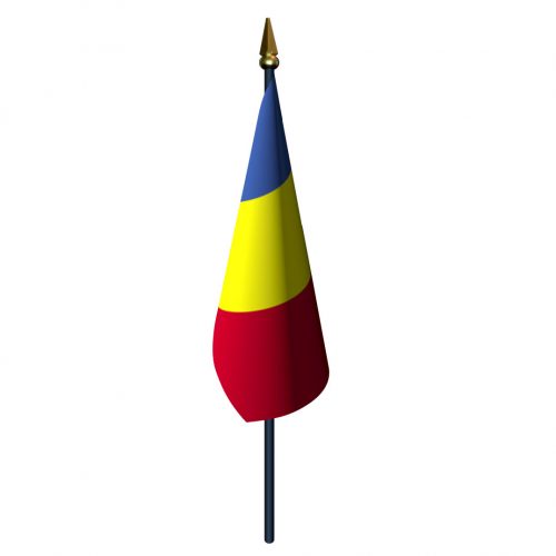 4in x 6in Chad Flag with Staff and Spear