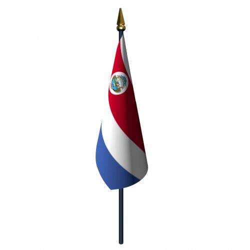 Costa Rica with Seal Flag with Staff and Spear