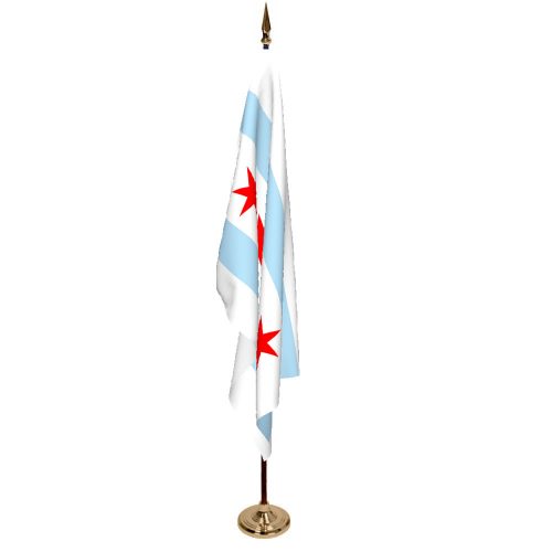 Indoor City of Chicago Ceremonial Flag Set