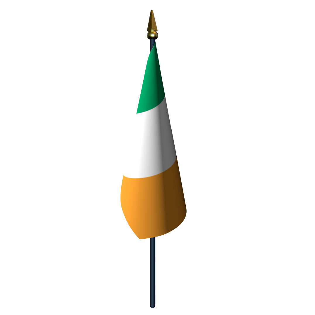 Ireland Flag with Staff and Spear