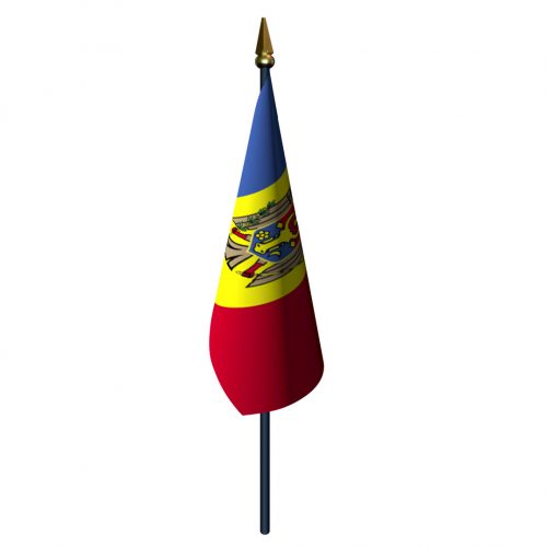 4in x 6in Moldova Flag with Staff and Spear