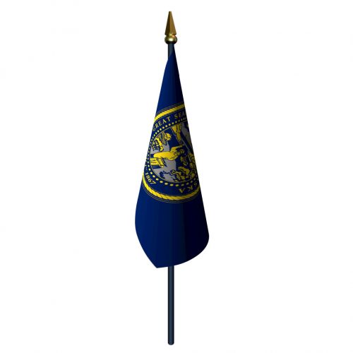 Nebraska Flag with Staff and Spear