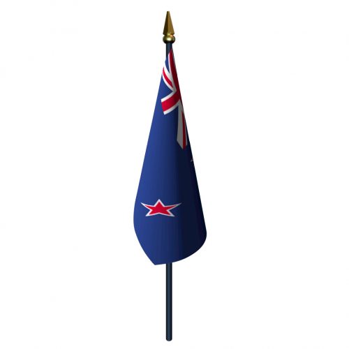 New Zealand Flag with Staff and Spear