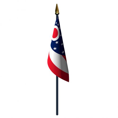 Ohio Flag with Staff and Spear