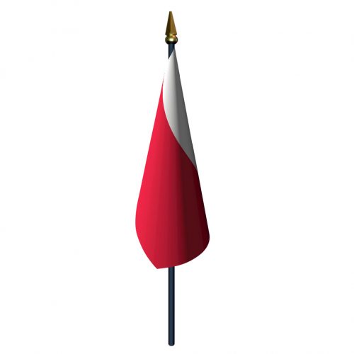Poland Flag with Staff and Spear