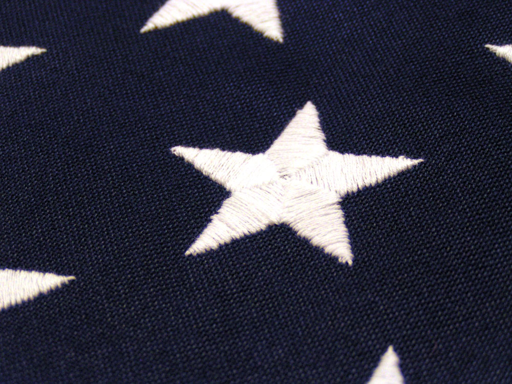 5ft x 9-1/2ft 2-Ply Polyester American Flag with Embroidered Stars, Heading and Grommets