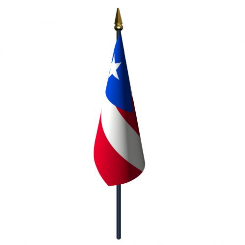 Puerto Rico Flag with Staff and Spear