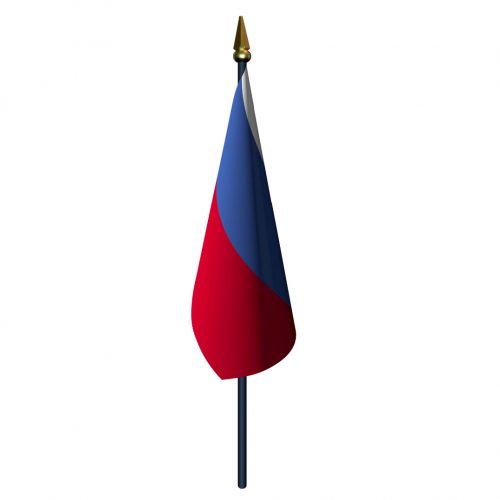 Russia Flag with Staff and Spear