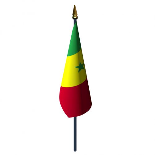 4in x 6in Senegal Flag with Staff and Spear