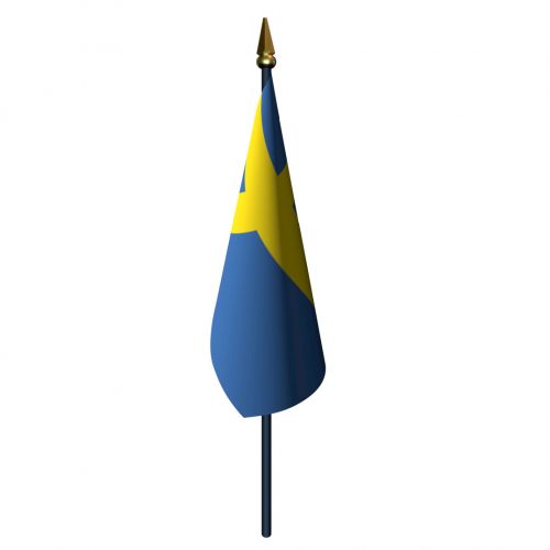 Sweden Flag with Staff and Spear