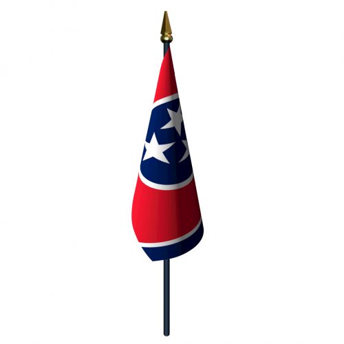 Tennessee Flag with Staff and Spear