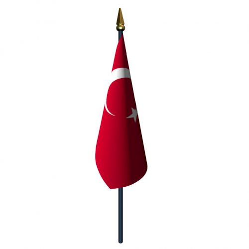 Turkey Flag with Staff and Spear
