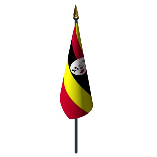4in x 6in Uganda Flag with Staff and Spear