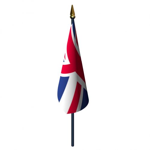 United Kingdom Flag with Staff and Spear