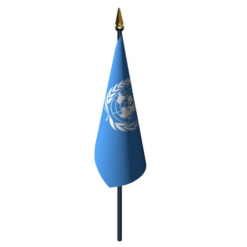 United Nations Flag with Staff and Spear