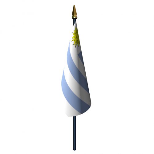 Uruguay Flag with Staff and Spear