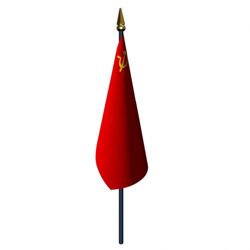 4in x 6in Soviet Union Flag with Staff and Spear