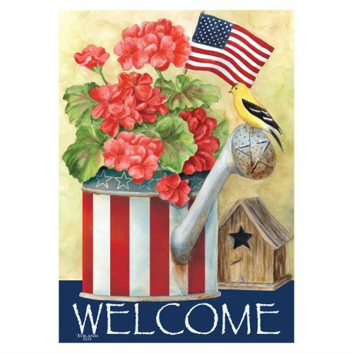 Patriotic Watering Can House & Garden Flag
