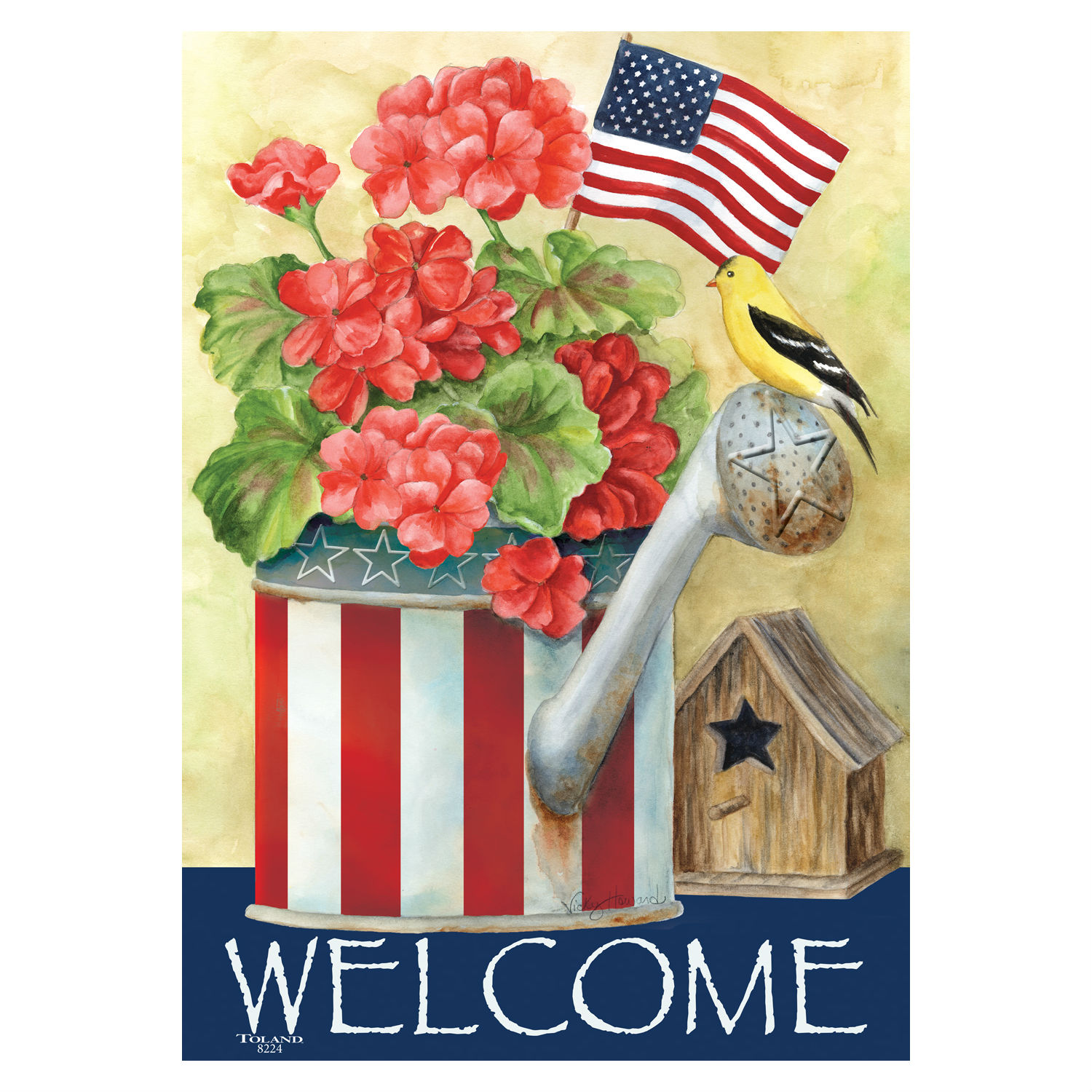 Patriotic Watering Can House & Garden Flag