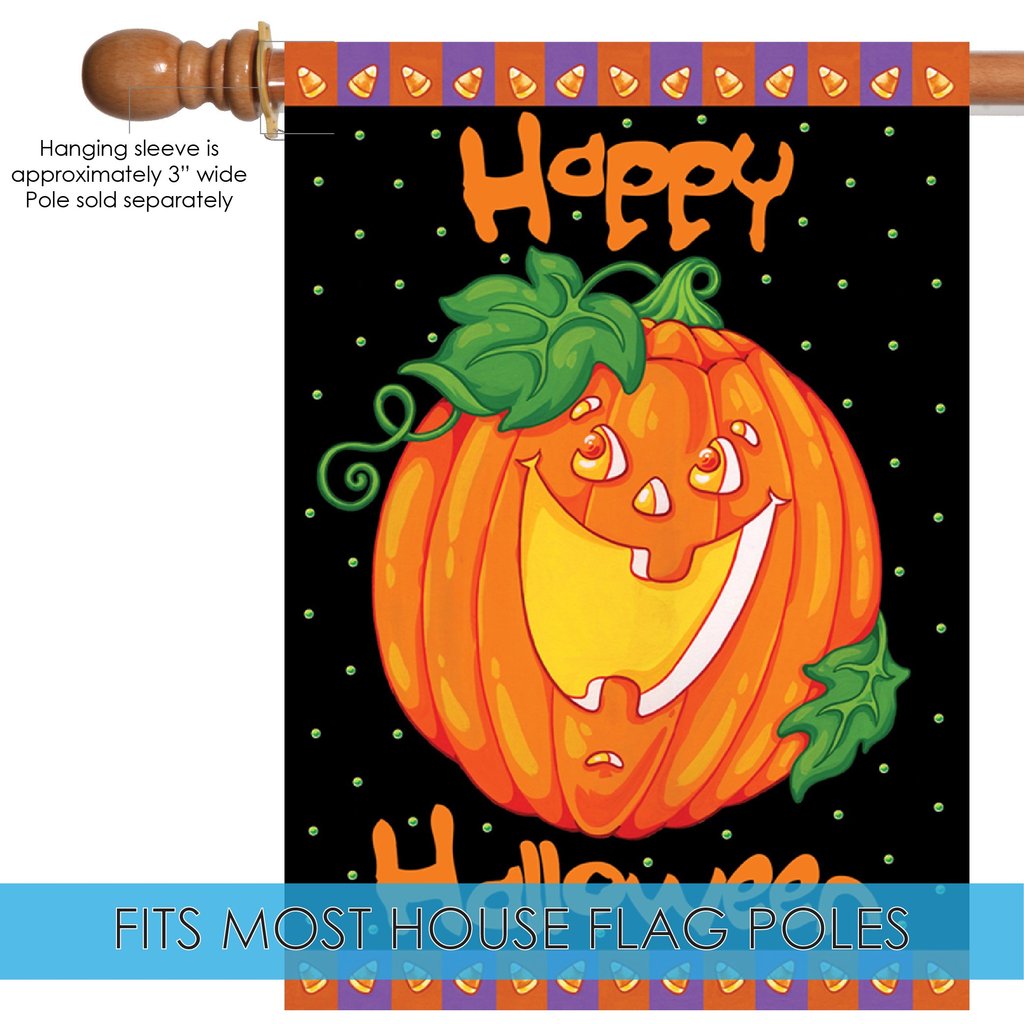 Halloween House Flag Nylon 2 sided Jack o’ Lantern New In Package NCE 28”X44” 