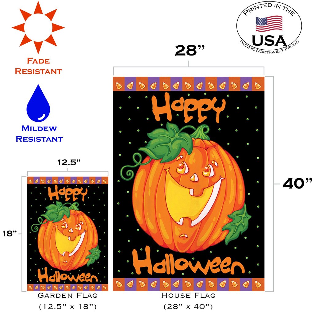 NEW CDI FLAG 28"x40" "TRICK OR TREAT"JACK-O-LANTERN WEARING WITCH HAT SPIDER&WEB 