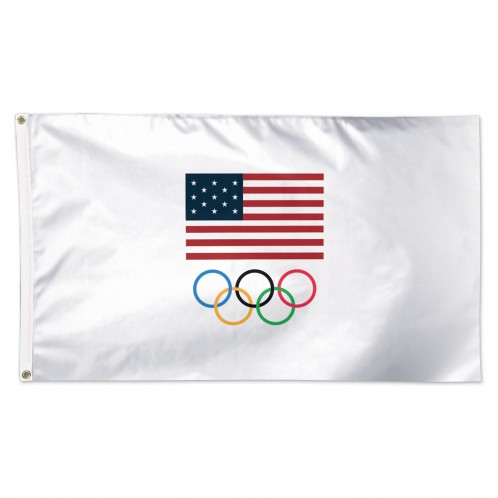 USA Olympic Rings Deluxe Flag