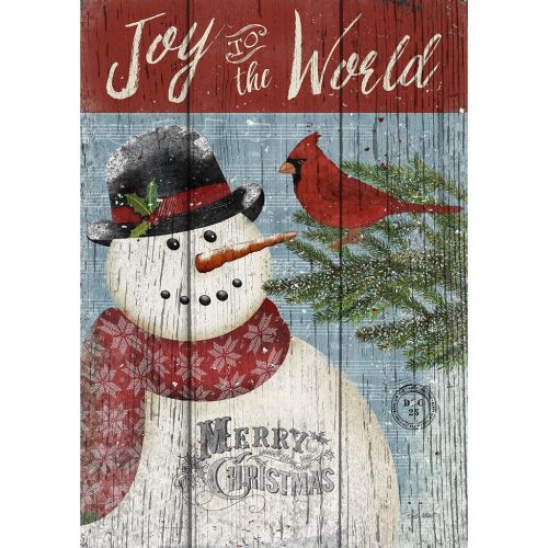 Joy to the World Snowman Garden Flag