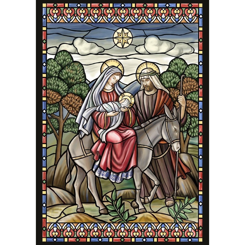 Stained Glass Nativity Garden Flag