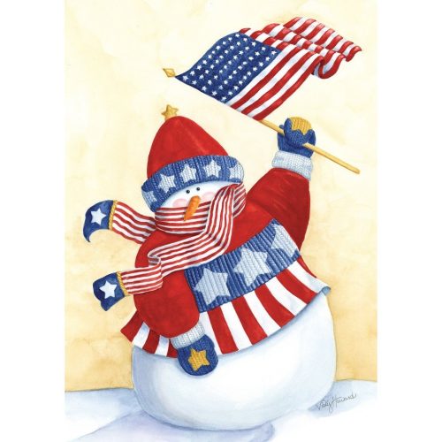Star Spangled Snowman Garden Flag